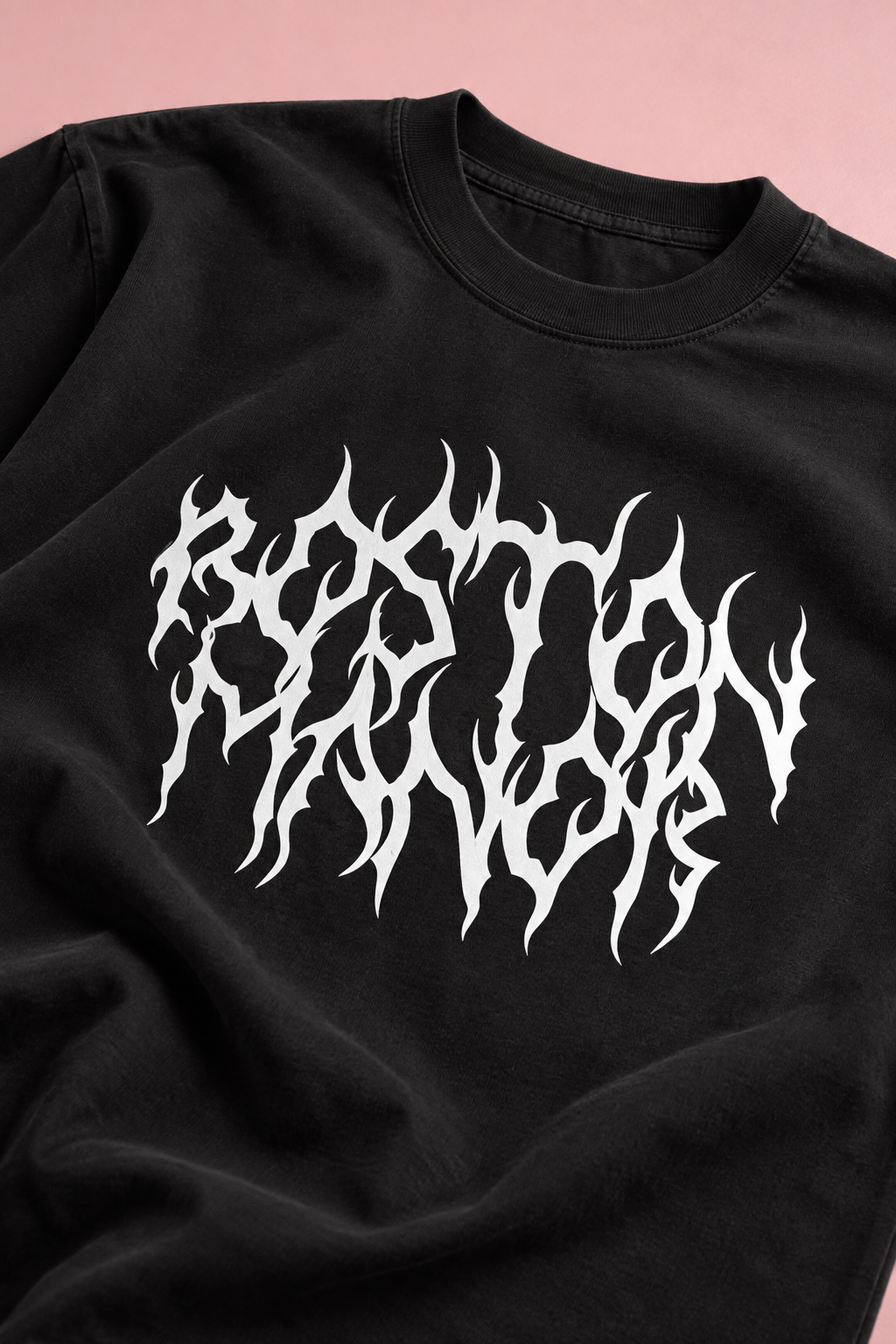 Boston Manor Metalcore Band Logo Heavy Weight Tee — Print detail | NEVER ENOUGH gallery