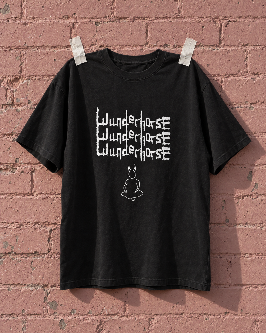 Wunderhorse Devil Black Heavy Weight Tee — Pink wall | NEVER ENOUGH gallery