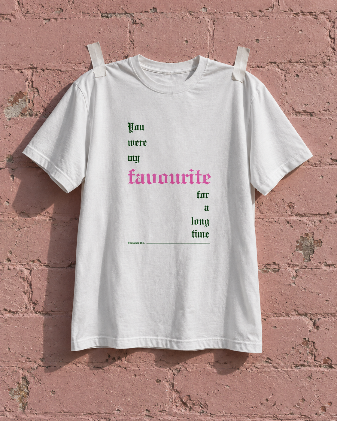 Fontaines DC Favourite White Heavy Weight Tee — Pink wall | NEVER ENOUGH gallery