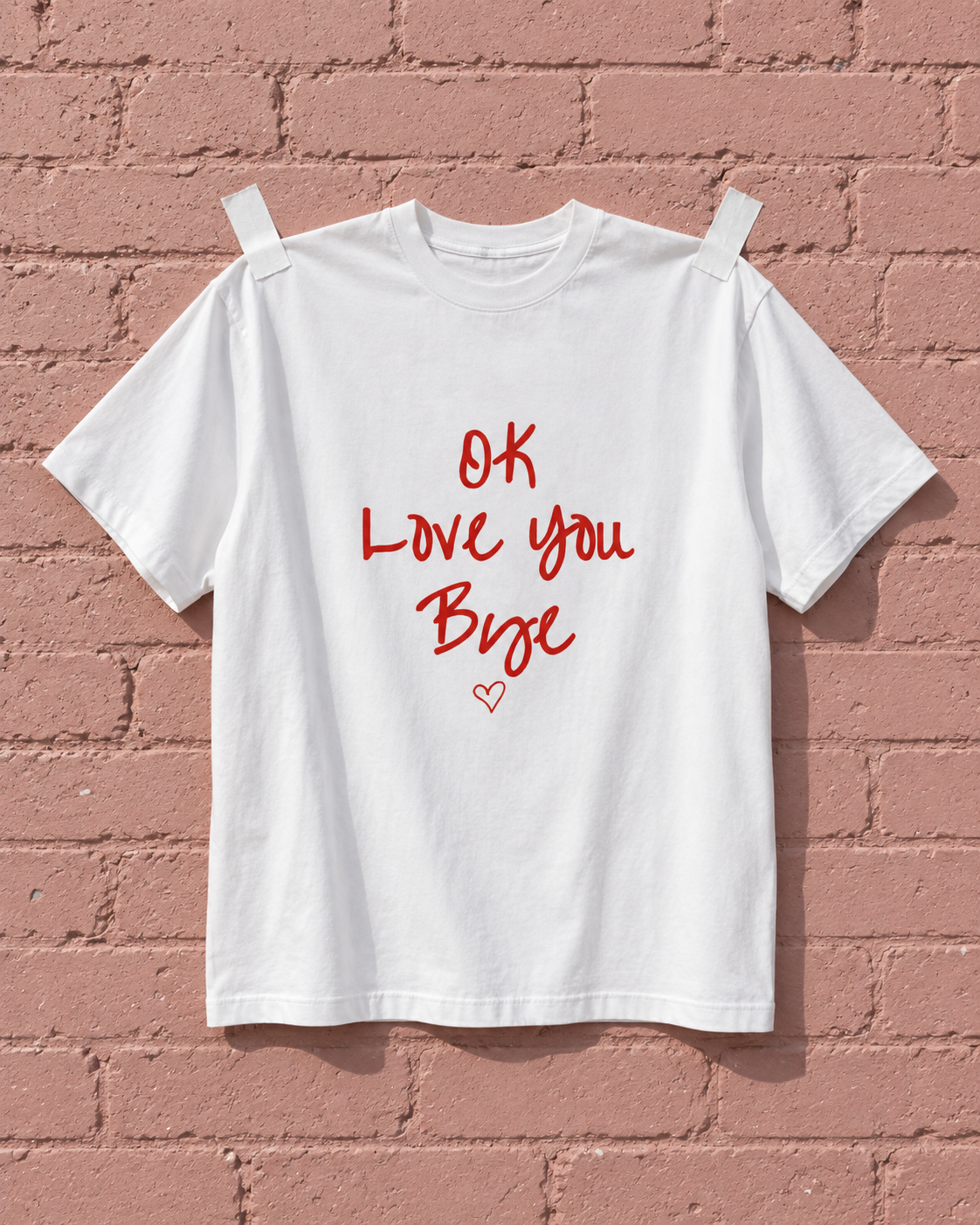 Olivia Dean Ok Love You Bye White Heavy Weight Tee — Pink wall | NEVER ENOUGH gallery