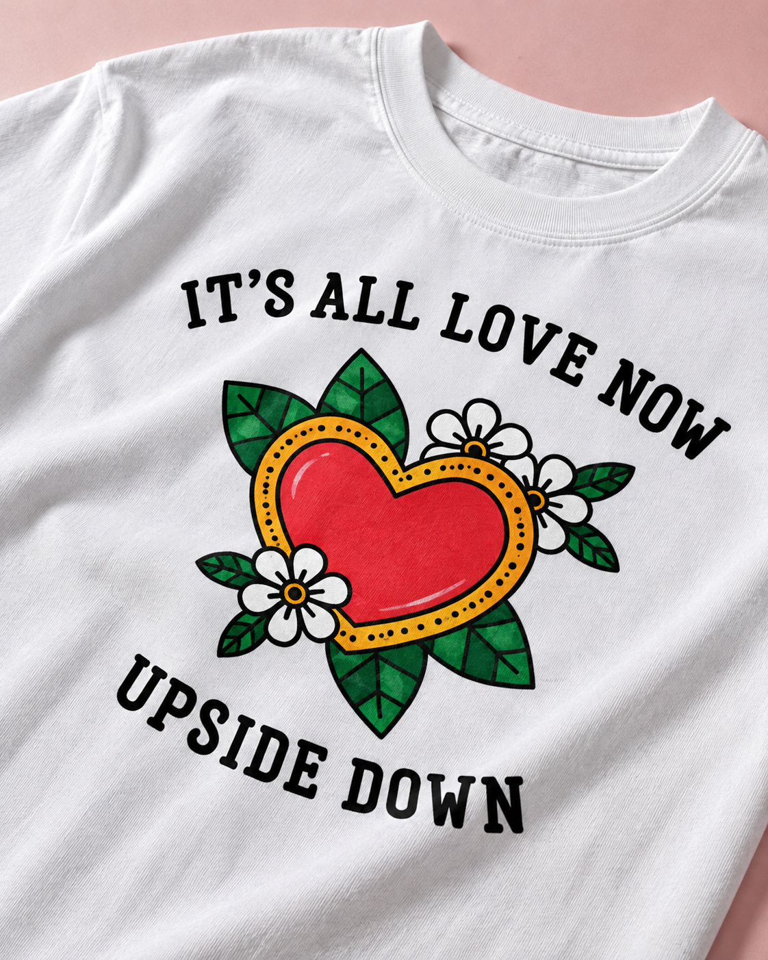 The Story So Far Upside Down White Heavy Weight Tee — Print detail | NEVER ENOUGH gallery