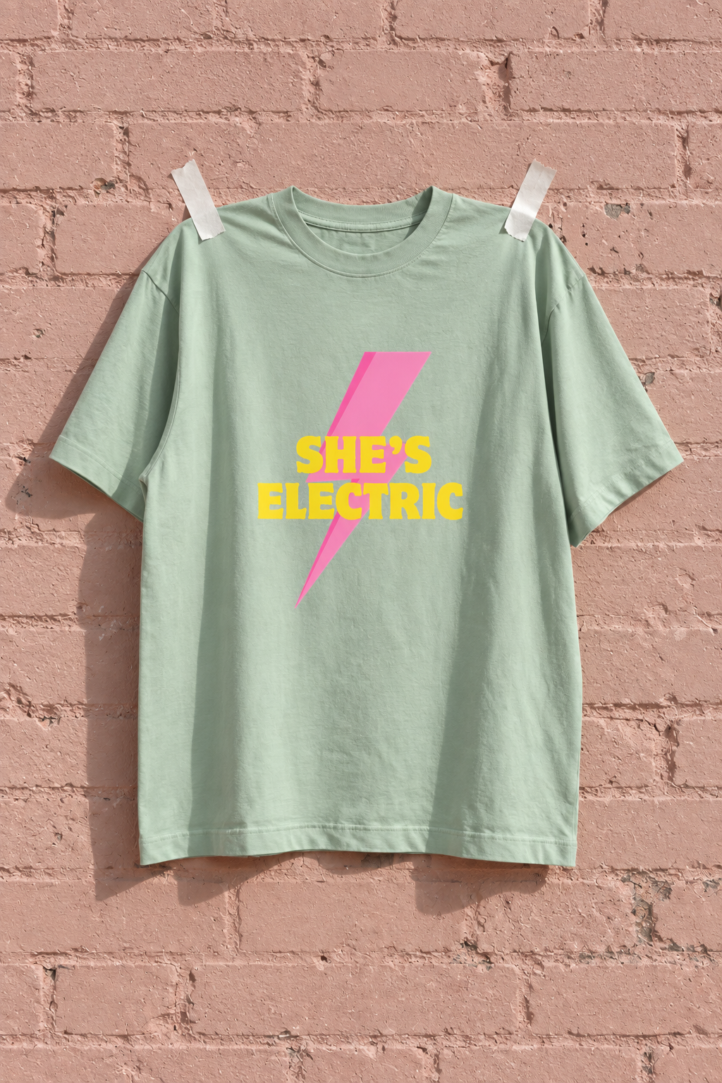 Oasis She's Electric Laurel Heavy Weight Tee — Pink wall | NEVER ENOUGH gallery