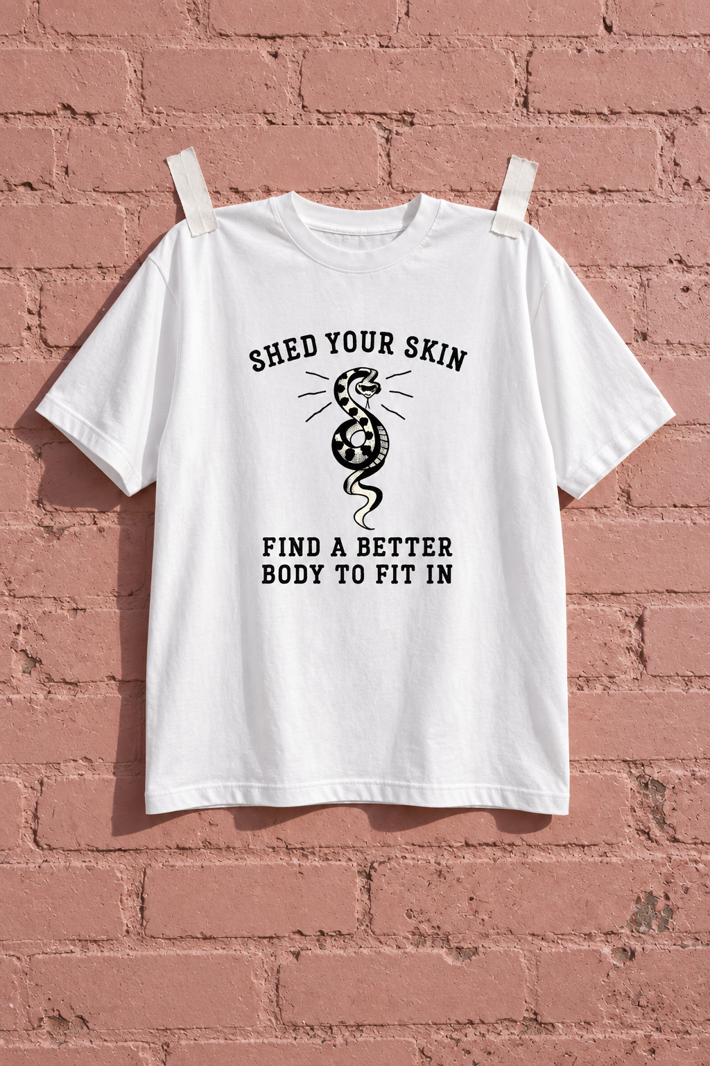 Title Fight Shed White Heavy Weight Tee — Pink wall | NEVER ENOUGH gallery
