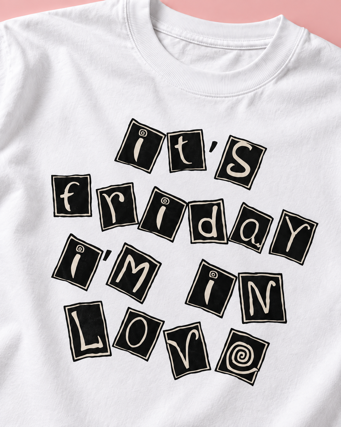 The Cure Friday I'm In Love White Heavy Weight Tee — Print detail | NEVER ENOUGH gallery