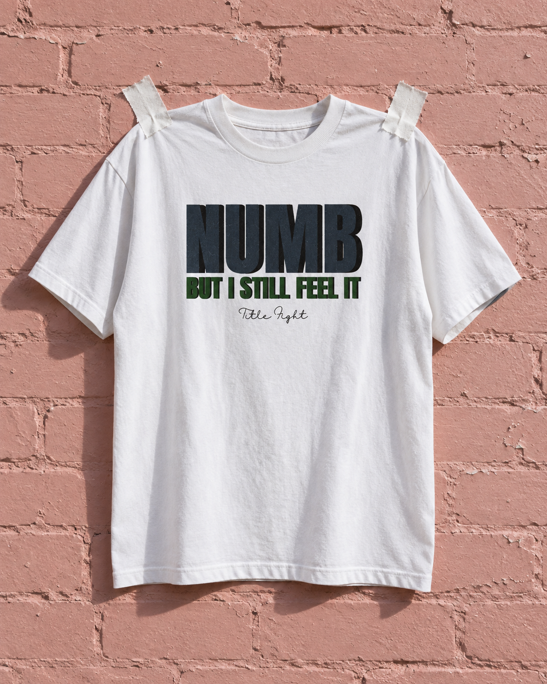 Title Fight Numb, But I Still Feel It White Heavy Weight Tee — Pink wall | NEVER ENOUGH gallery