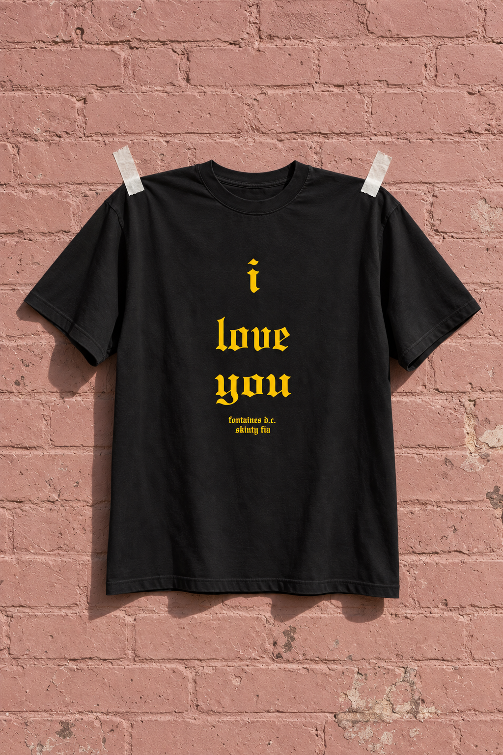 Fontaines DC I Love You Black Heavy Weight Tee — Pink wall | NEVER ENOUGH gallery