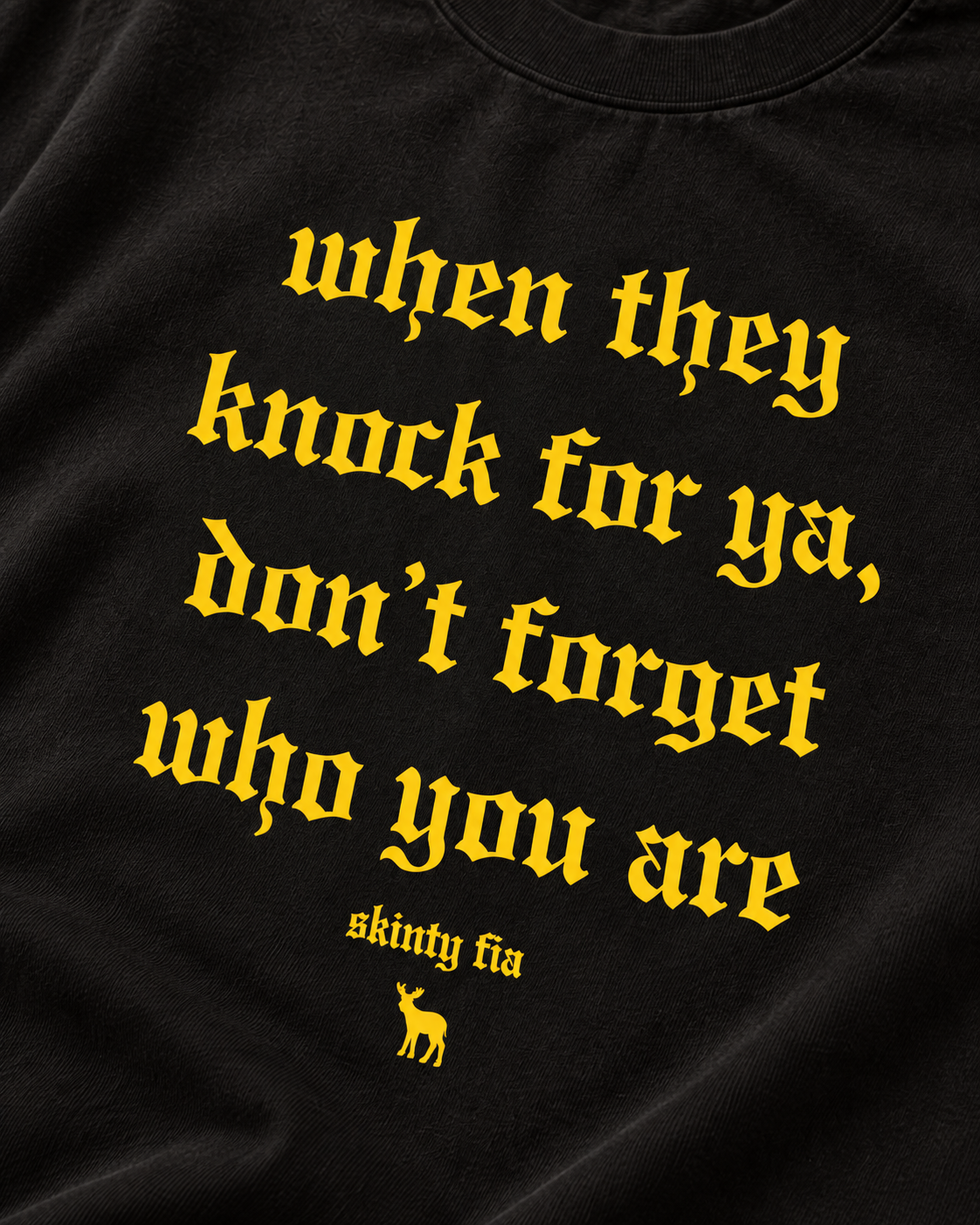 Fontaines DC Roman Holiday 'Don't Forget Who You Are' Black Heavy Weight Tee — Print detail | NEVER ENOUGH gallery