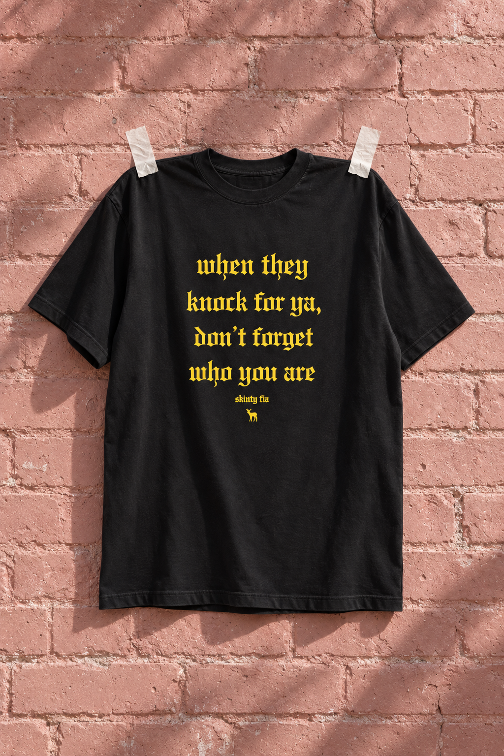 Fontaines DC Roman Holiday 'Don't Forget Who You Are' Black Heavy Weight Tee — Pink wall | NEVER ENOUGH gallery