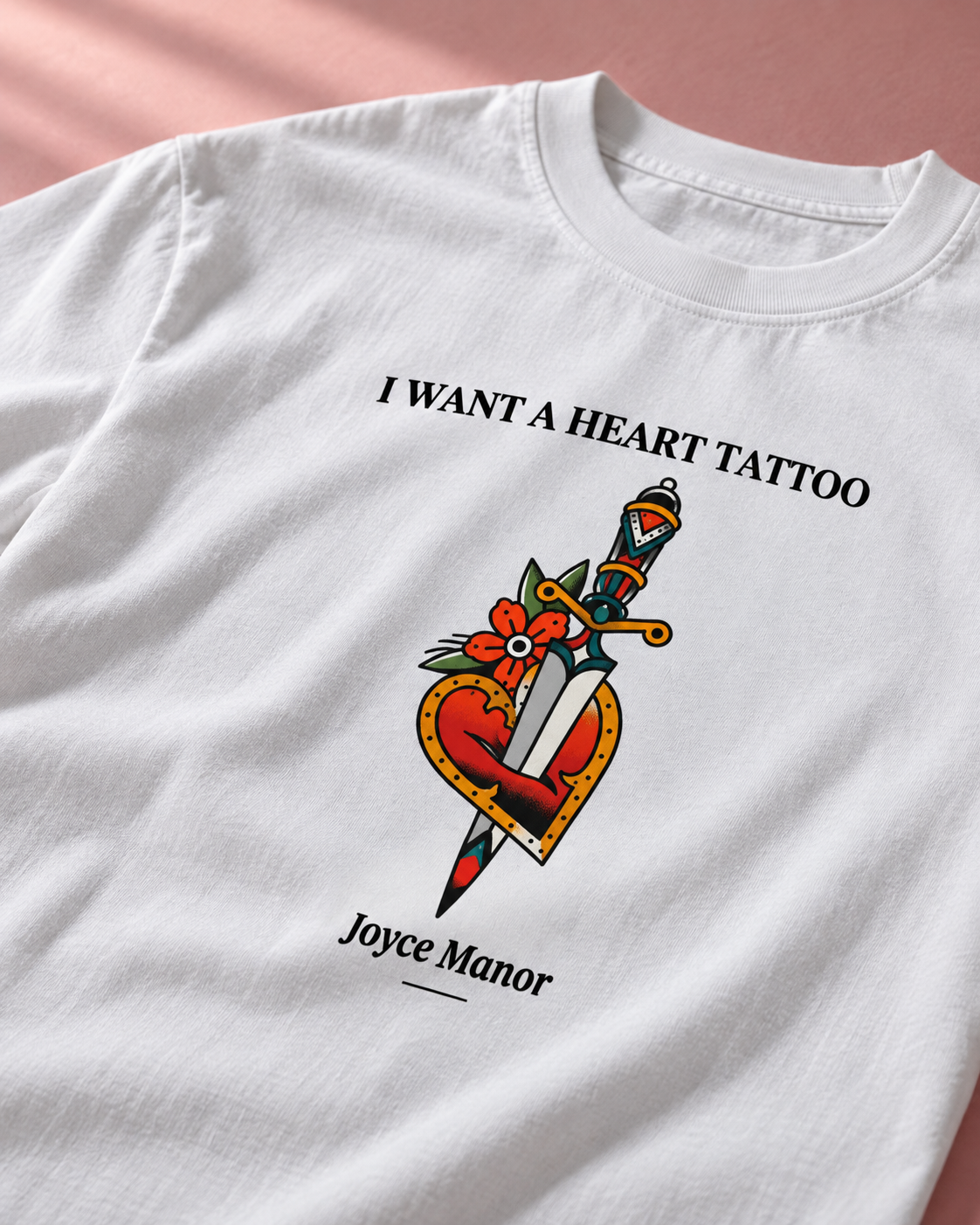 Joyce Manor Heart Tattoo White Heavy Weight Tee — Print detail | NEVER ENOUGH gallery