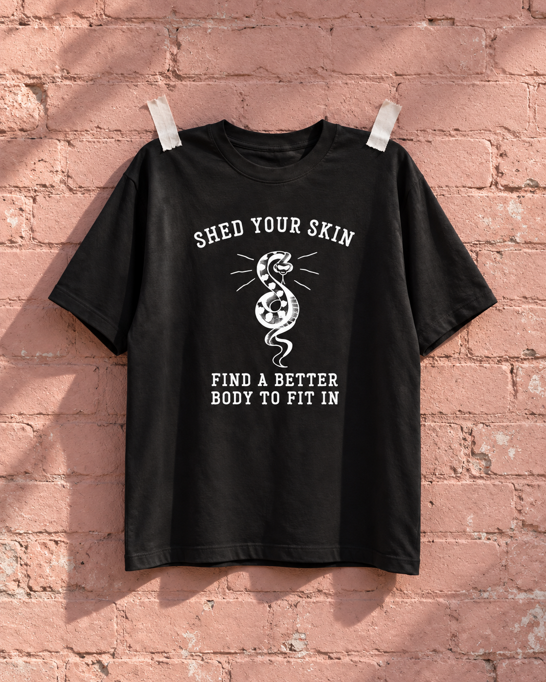 Title Fight Shed Black Heavy Weight Tee — Pink wall | NEVER ENOUGH gallery